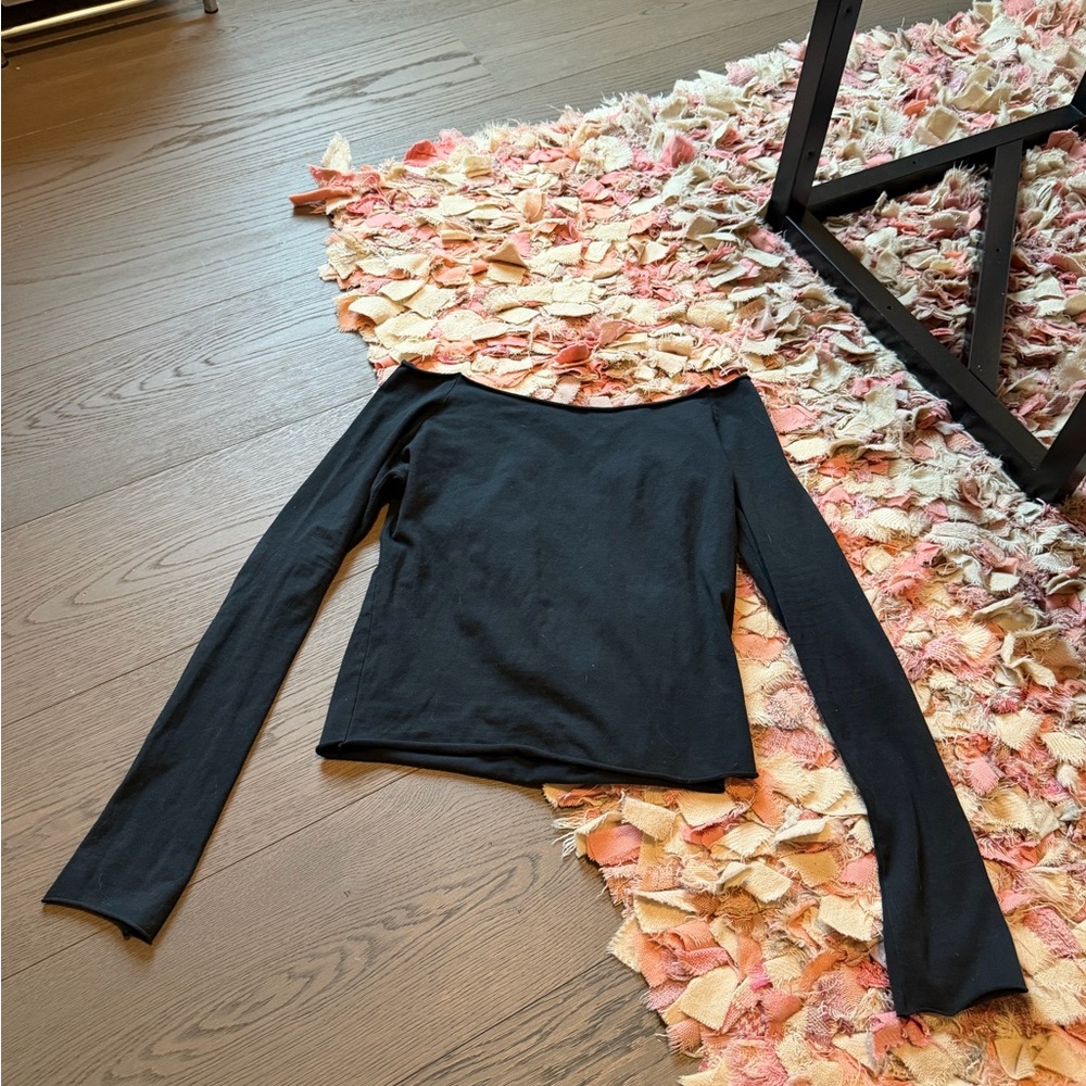 Brandy Melville Black Off-Shoulder Long Sleeve Top